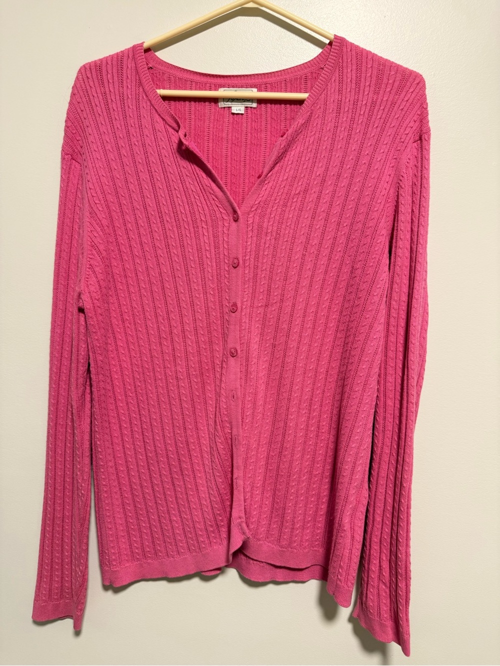 Foxcroft Vibrant Pink Ribbed Button-Up Cardigan - Picture 2 of 5